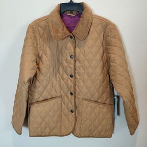 John Partridge Quilted Jacket MOSS/Purple Size Small Snaps NWT